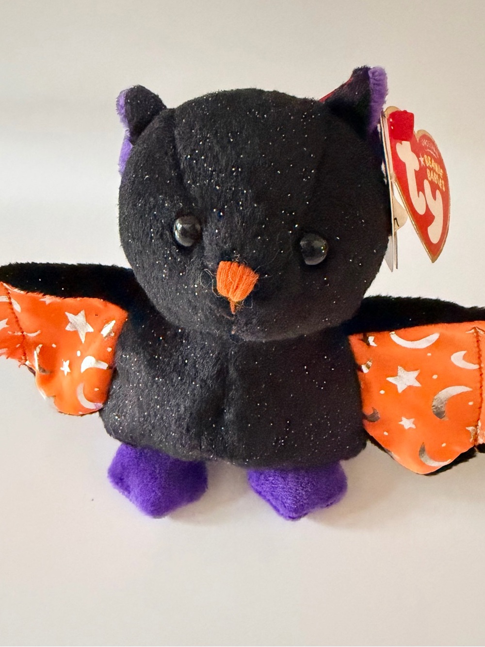 Ty Halloween Sparkle Bat Plush Beanie - Black, Orange & Purple